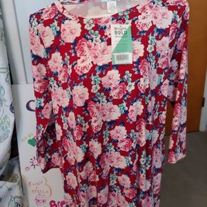 Bnwt Mid length red floral dress